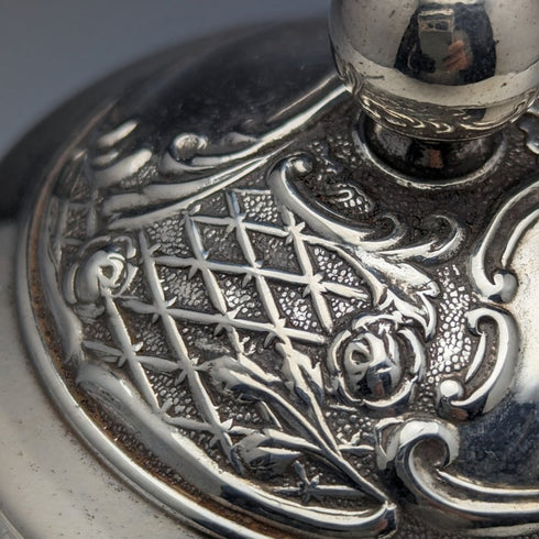 British antique cut glass jam pot silver plate lid & spoon